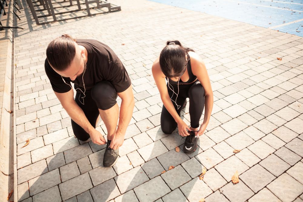 photo of couple that decided to go walking vs. the gym